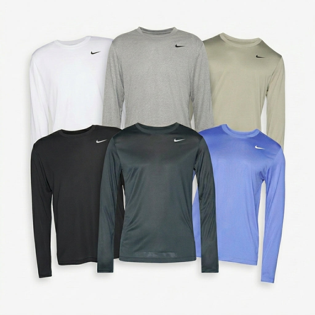 Kit 6 Camisas Nike Dry-Fit Segunda Pele Térmica Manga Longa UV